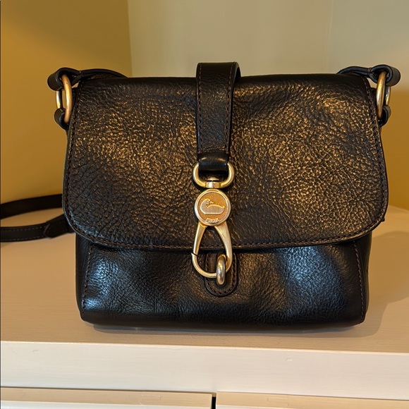 Dooney & Bourke Handbags - Black Leather Crossbody Bag with Gold Hardware